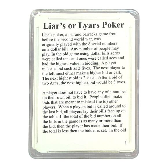 Mac’s Lyar’s Poker Card Game – Complete Bluffing Deck with Rules - Picture 2 of 6
